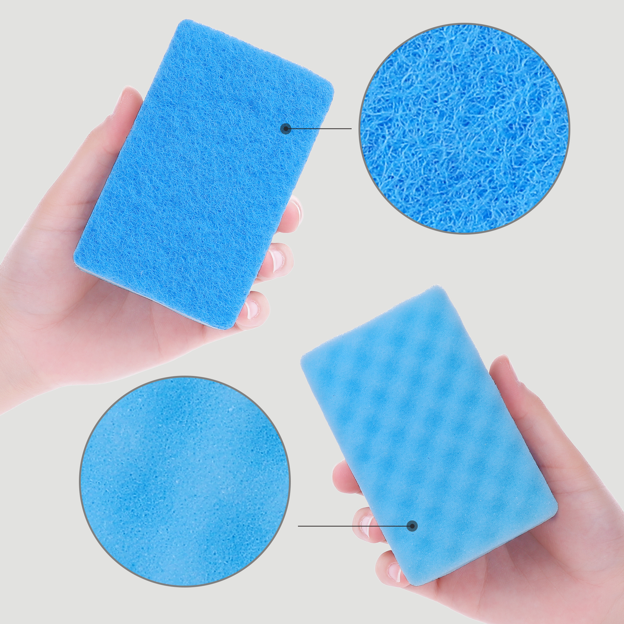 Unique Bargains 4 Pack Non-Scratch Scrub Sponges Home Kitchen Cleaning Sponge Blue Green