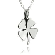 Sterling Silver Four Leaf Clover Necklace, 18" Chain