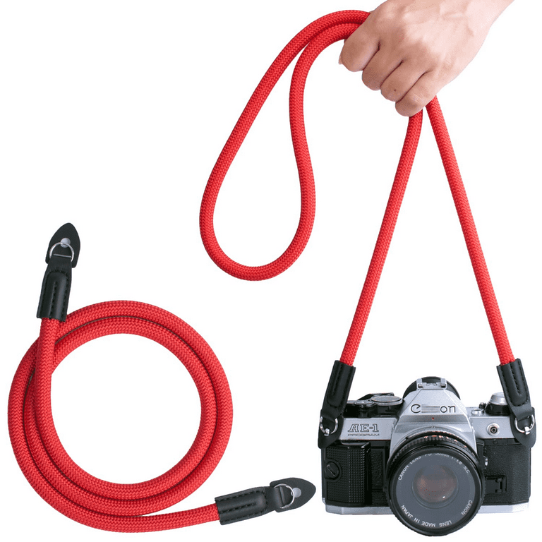 Camera Strap Vintage 100cm Nylon Climbing Rope Camera Neck Shoulder Strap  for Micro Single and DSLR Camera(Red) 