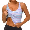 thumbnail image 3 of Fotbe Striped Gradient Sujetador Deportivo Largo sin Aros para Mujer con Almohadillas y Soporte Medio, Transpirable y Absorbente, Camiseta Tipo Chaleco o Tank Top-Small, 3 of 8