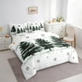 thumbnail image 3 of Feelyou Winter Xmas Tree Bedding Comforter Set 7 Pieces, Green Watercolor Full Bedding Set, Merry Christmas Reversible Fitted Sheet Flat Sheet, Microfiber Bedroom Decor, 3 of 7
