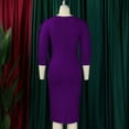 thumbnail image 5 of ZOELNIC Women's Bodycon Pencil Dress Round Neck 3/4 Sleeve Peplum Wear To Work Office Dress, M, 5 of 10