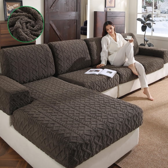 Funda de sofá OHSIO de forro polar supersuave y grueso para sofá en forma de L