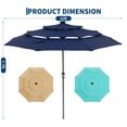 thumbnail image 3 of Parasol de Patio à 3 Niveaux de 10 Pi à DEL Solaires, Parasol de Marché Extérieur Ventilé avec Manivelle et Inclinaison Réglable, 8 Nervures Robustes Protection UV Auvent d'Ombre pour Terrasse Piscine Cour Arrière Jardin, 3 of 8