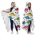 thumbnail image 2 of Wearable Blanket,White Cartoon Dinosaurs Flowers Pattern Hooded Wearable Flannel Blanket for Adults & Teens,Winter Poncho Shawl Wrap Cape Cozy Anti-Pill,60"x80", 2 of 5