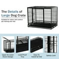 thumbnail image 2 of 48 Inch Heavy Duty Dog Crate Cage Kennel with Wheels, Extra Large Metal Dog Crate with Sturdy Locks Design, Double Door and Removable Tray Design for Large Dogs, Black, 2 of 7