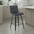 thumbnail image 2 of Vienna Modern Counter Height Swivel Bar Stool with Black Faux Leather Seat and Black Brushed Wood Frame, 2 of 5