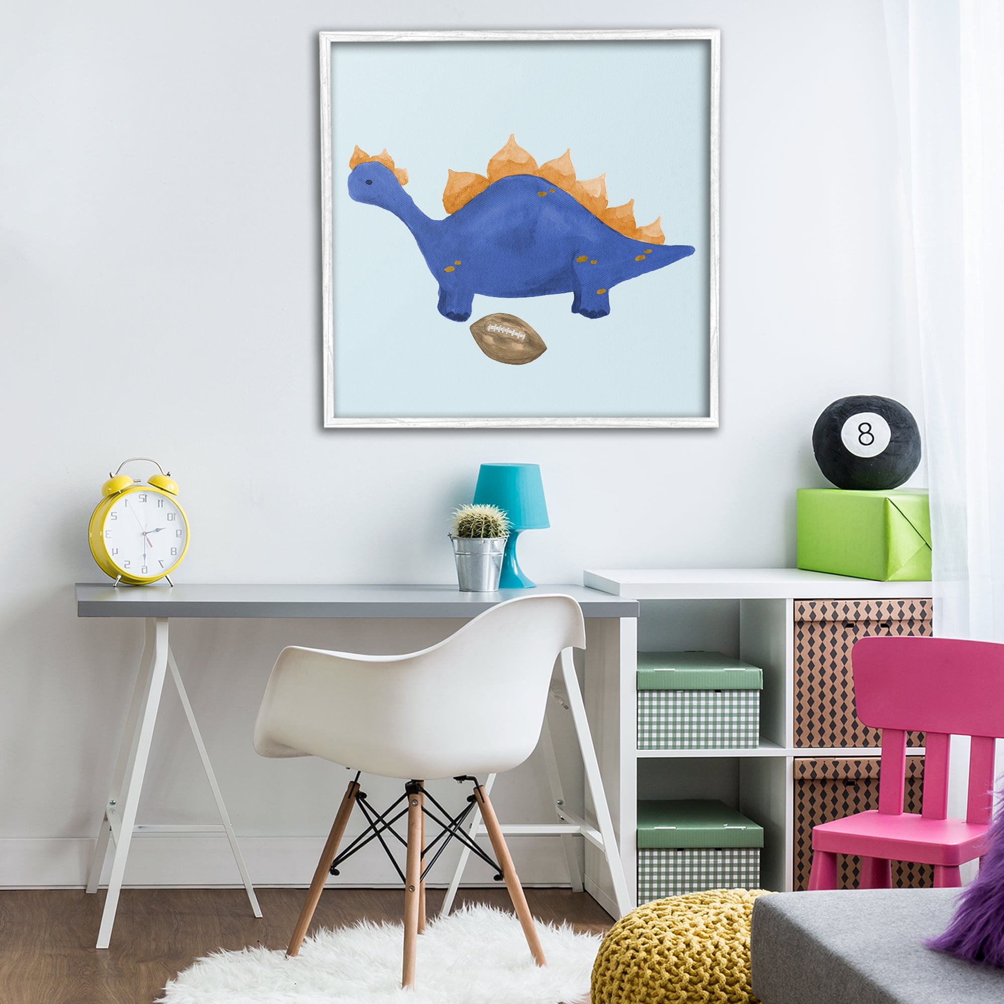 Stupell Industries Sporty Baby Dino White Framed Giclee Art, design by Lucille Price