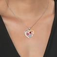 thumbnail image 3 of Two Tone Pink Created Sapphire Red Created Ruby Swiss Blue Topaz Created Moissanite `I love you always and forever` Engraved Pendant Necklace for Women (1.75 cttw, Heart Shape 5MM, 18 inch Chain), 3 of 3