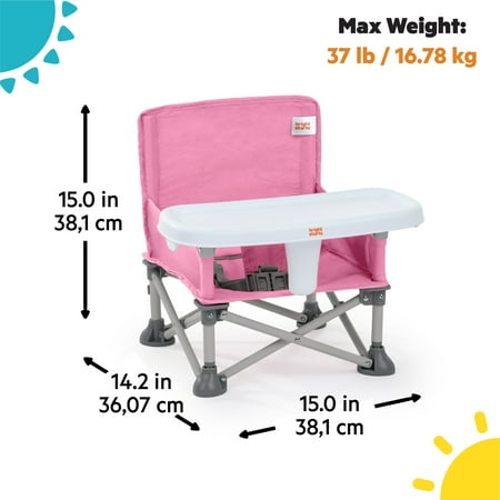 Bright Starts Pop ‘N Sit Portable Booster Seat, Pink, 6  Months