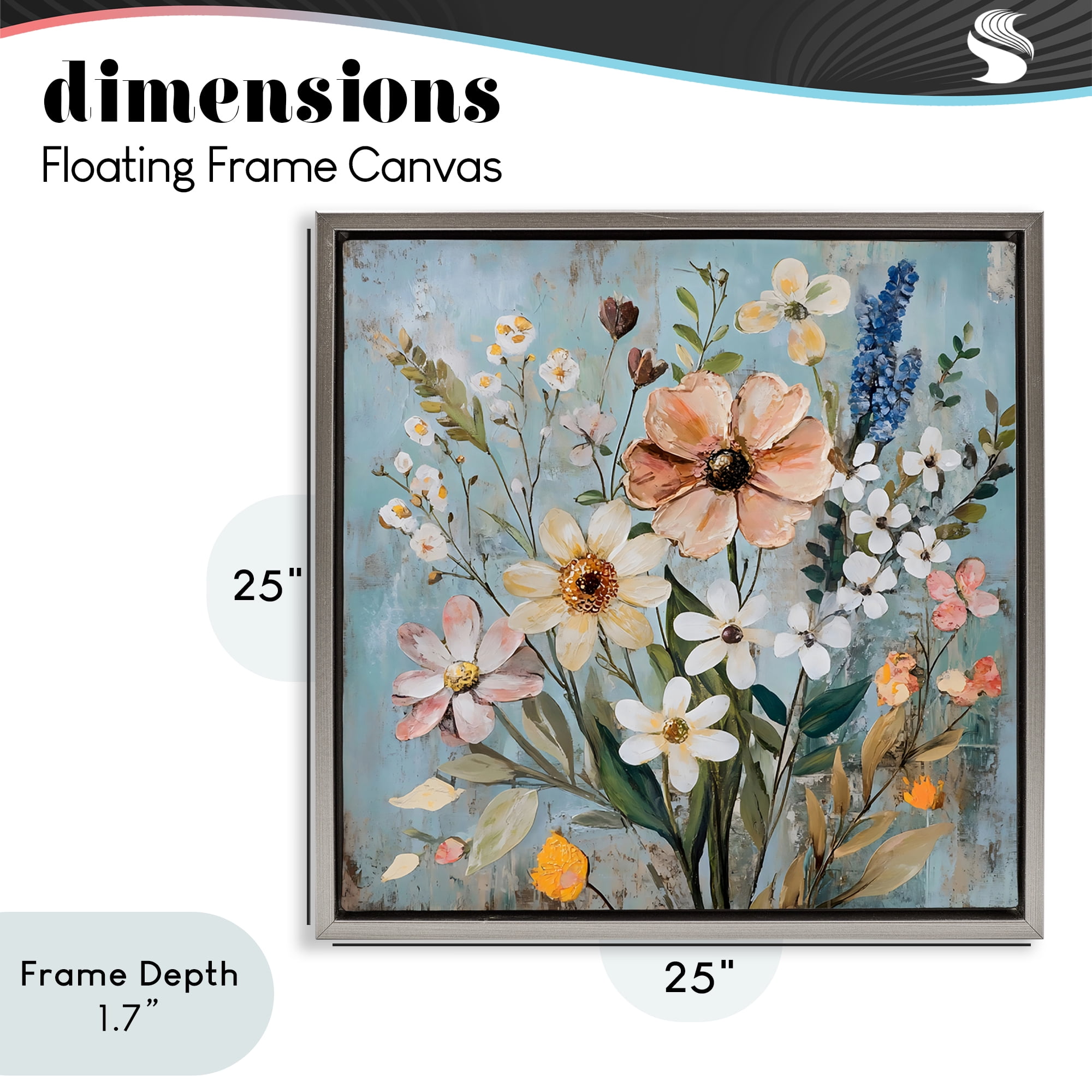 Stupell Industries Wildflower Mix Spring Bouquet Gray Framed Floater Canvas Wall Art, design by Creative Studio