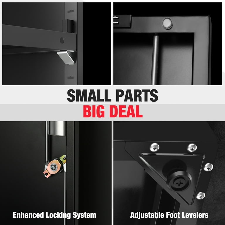 WORKPRO Black Small Industrial Metal Storage Cabinet with Doors and Shelves,Garage Cabinet with Lock for Home, Warehouse, Office, Shop, Solid Packed