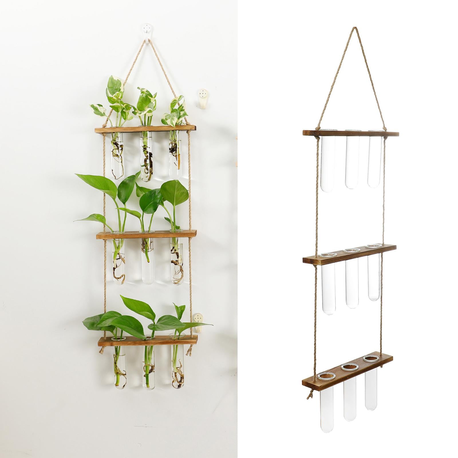 Plant Vase Test Tube Vase Wood Wall Hanging Planter - Rustic Wood