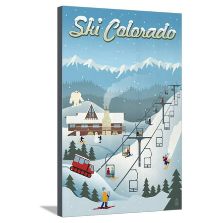 Colorado - Retro Ski Resort Stretched Canvas Print Wall Art By Lantern