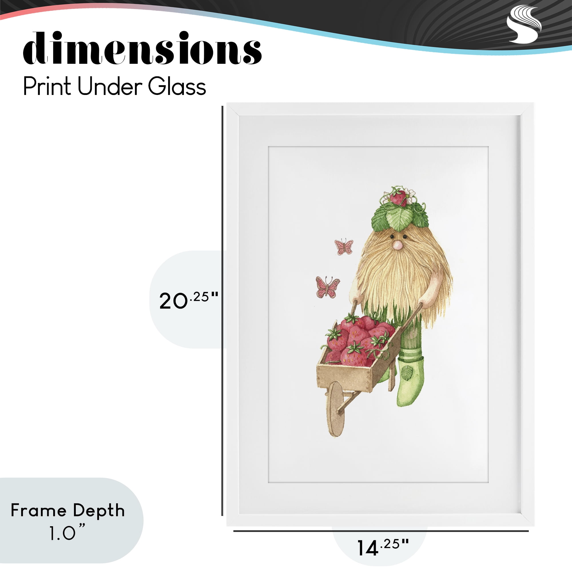 Stupell Industries Garden Elf with Wheelbarrow White Framed Print Under Glass, design by Nancy Overton
