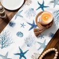 thumbnail image 3 of Blue Starfish Coastal Table Runner 70 Inches, Summer Beach Coral Ocean Bed Runner Dresser Scarves Tabletop for Indoor Outdoor Parties/Ceremony/Banquet, 13" x 70", 3 of 9