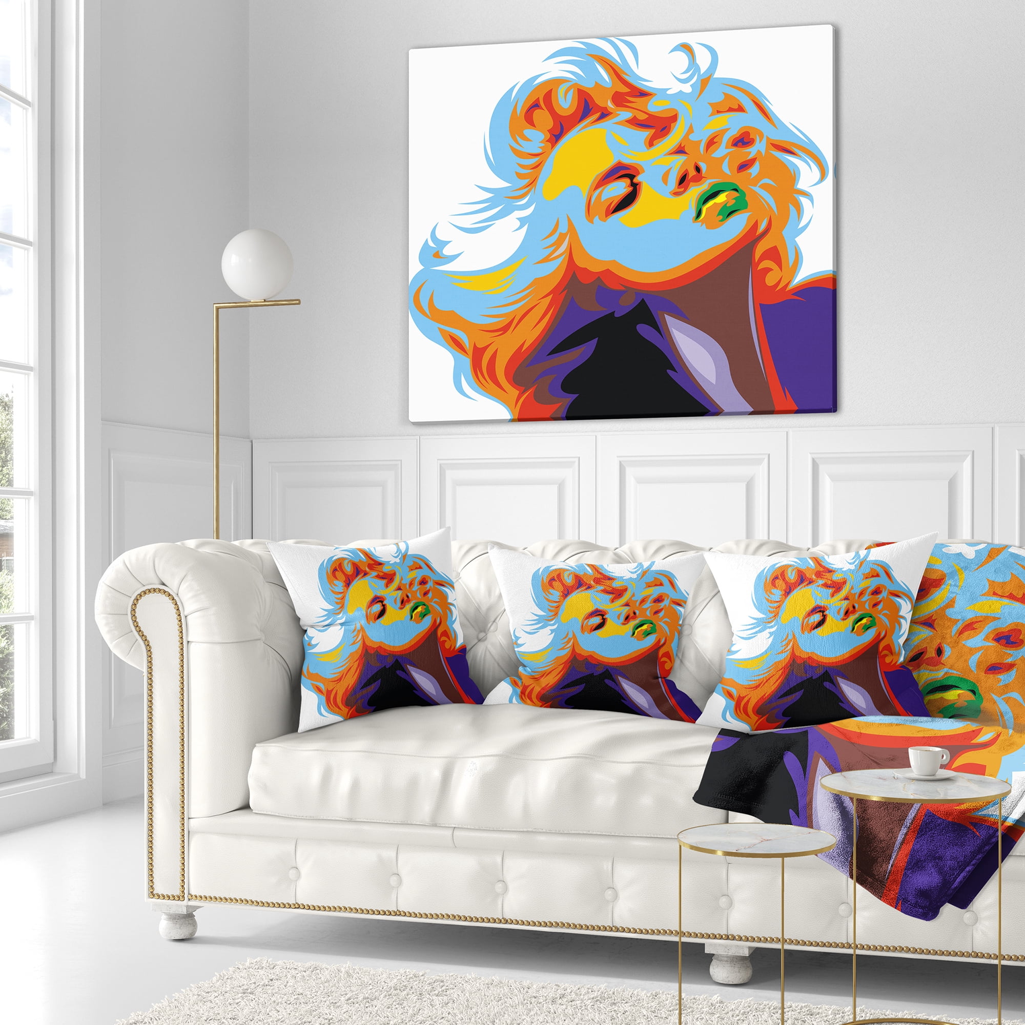 Designart Blonde Girl Art - Vector Throw Pillow - 16x16