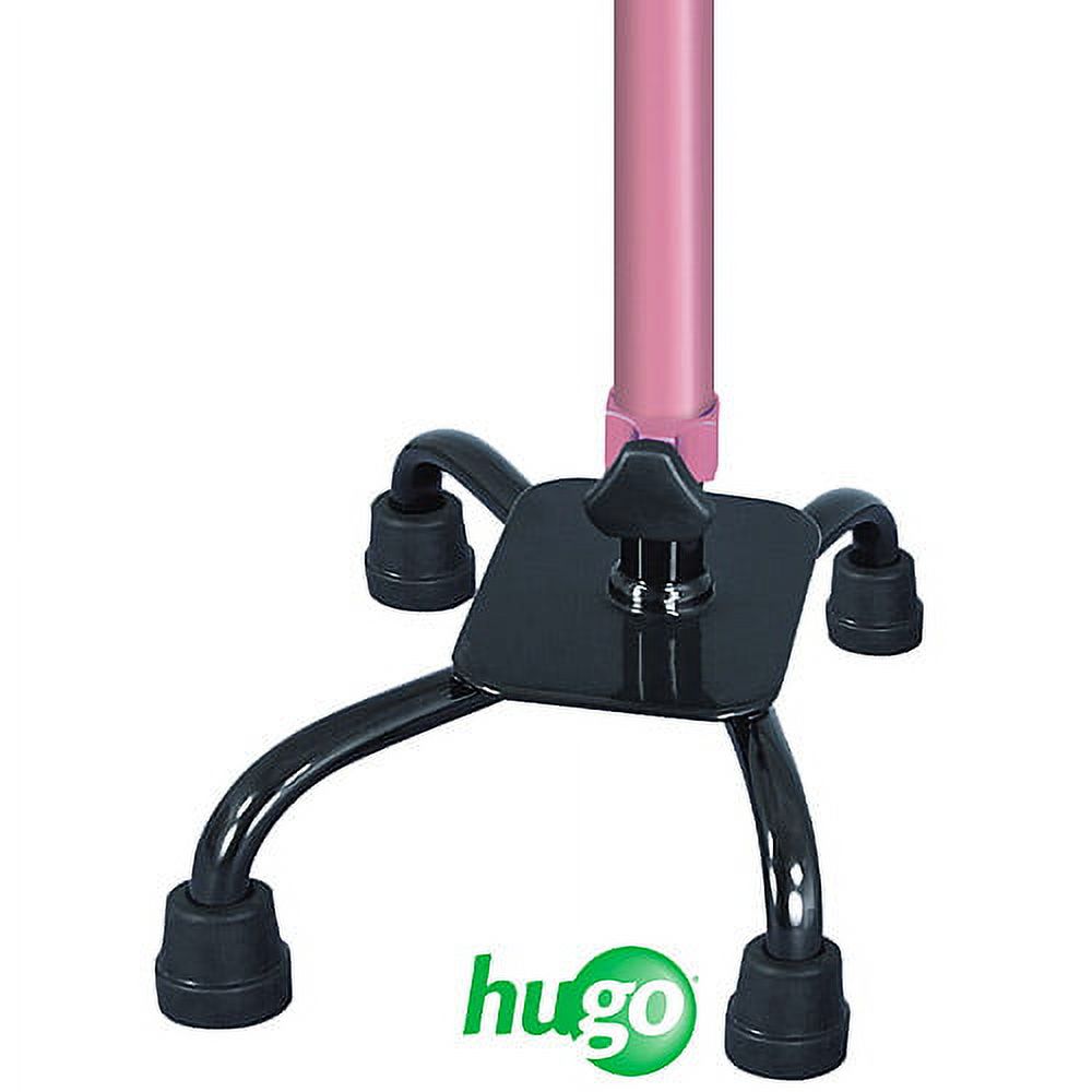 Adjustable Quad Cane for Right or Left Hand Use, Large Base, Rose