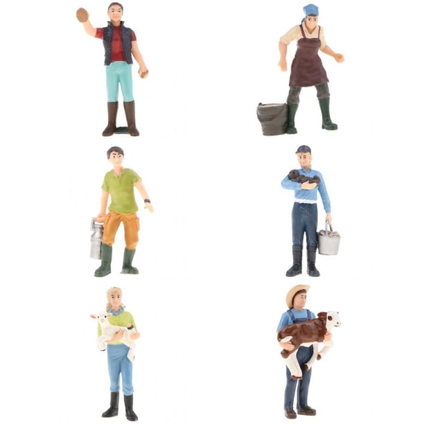 6 Unids/set Juguete de Figura de , Mogyu de Simulación, Juguete de Figura Campesina Campesina