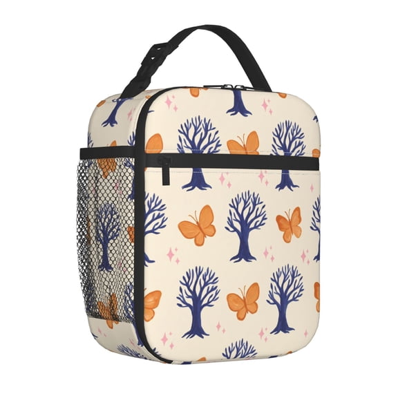 Tree Of Life Lunch Bag Insulated Reusable Cooler Tote Thermal Leakproof Meal Prep Bag Work Office Commute Travel Picnic Portable Side Mesh Pocket Zipper