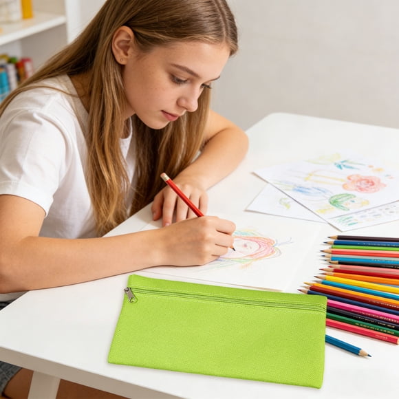 Simples Solid Color Large Capacity Portable Pencil Bag Lightweight Stationery Pouch For School And Office