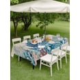 thumbnail image 4 of Outdoor Tablecloth with Umbrella Hole for Patio/Picnic/Party/Camping, Teal Sea Turtle Waterproof Table Cloth Rectangle Table Cover Washable, Coastal Summer Beach Coral Seaweed Vintage (60"x 120"), 4 of 8