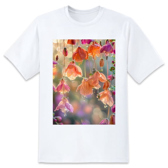 Basic Oversize Tees For WomenFlower Loose Boyfriend Shirts Casual Blouse round neck