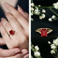 thumbnail image 3 of Rosec Jewels Lab Grown Ruby Solitaire Engagement Ring (7X9 mm Emerald Cut - AAAA Quality) - Ruby and Diamond Ring for Women, 18K Yellow Gold, US 6.00, 3 of 7