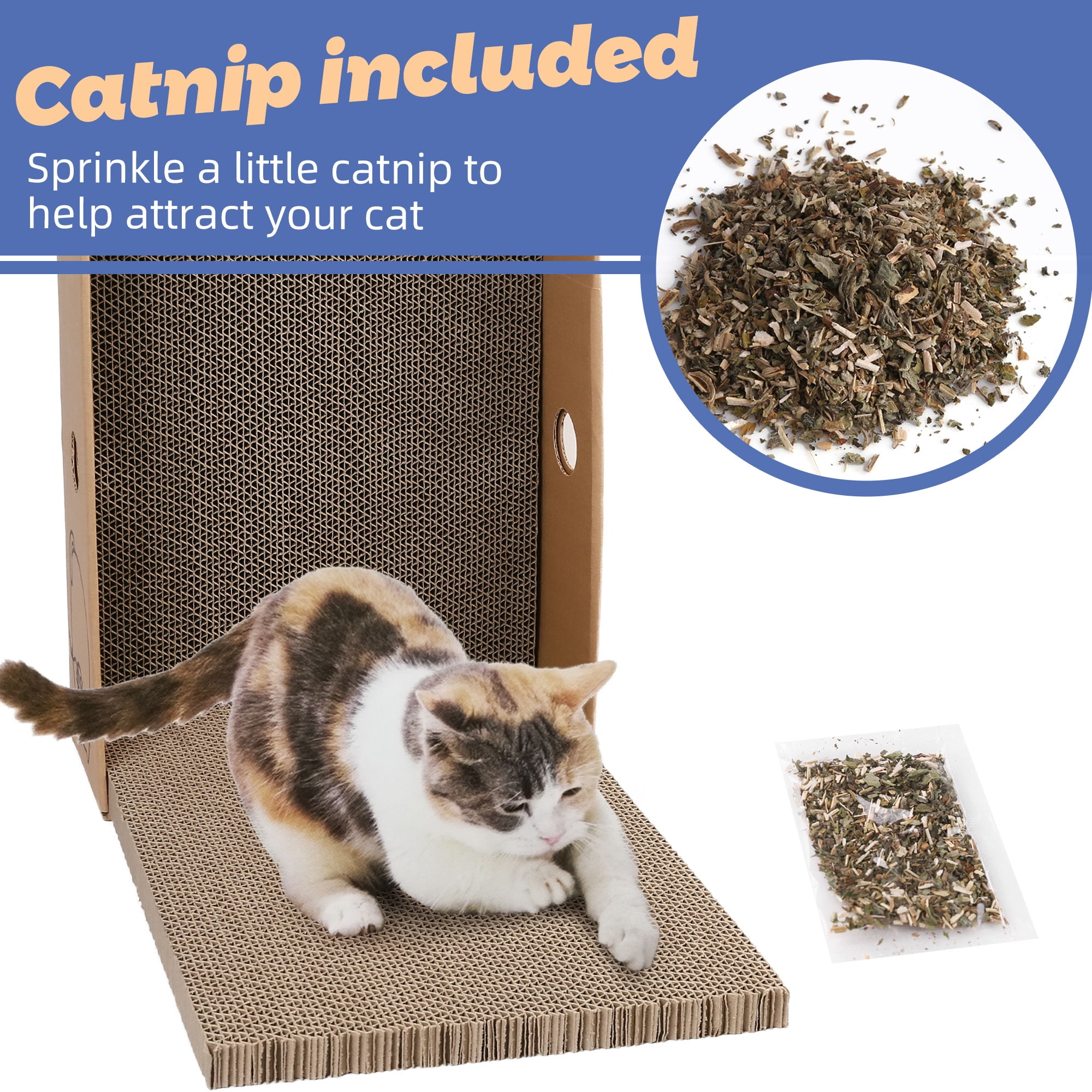 Prime Pets 5 Pack XL Wide Cat Scratcher Cardboards with Box, Reversible Corrugate Cat Scratch Pad