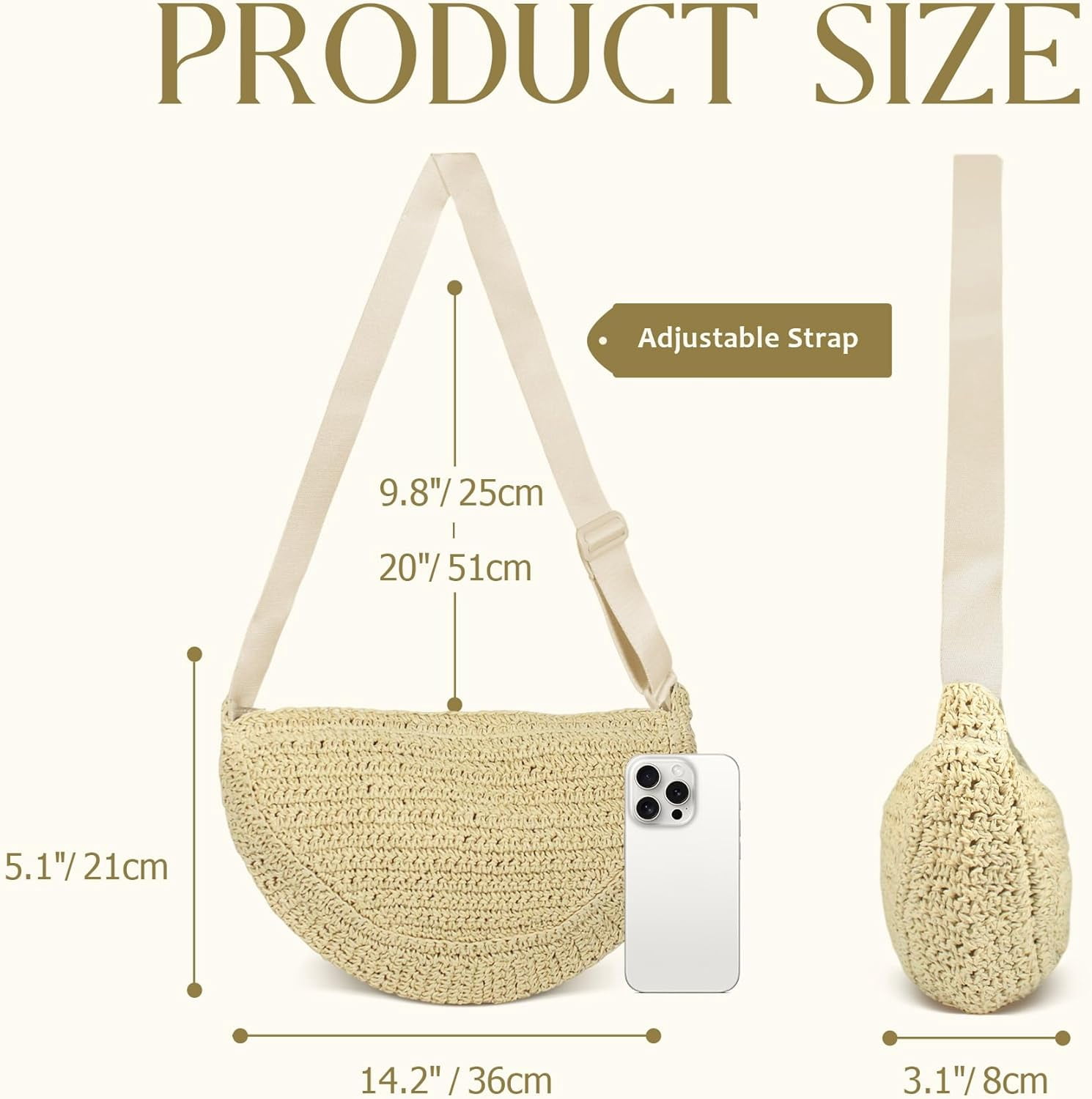 CAILDANL Straw Crossbody Bag for Women Summer Woven Beach Handbag Crescent Shoulder Purses with Adjustable Strap 2025