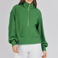 thumbnail image 5 of Charmgo Womens Tops Clearance, Women Half Zip Cropped Sweatshirt Casual Fleece Quarter Zip Up Rib Knit Pullover 2024 Fall Clothes Sweatshirt for Women, Hoodies for Women Green, 5 of 7