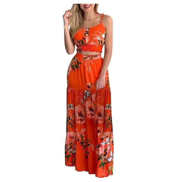 Moda mujer verano Froral estampado Casual botones sin mangas Camis + conjunto de falda Wmkox8yi bvn3202