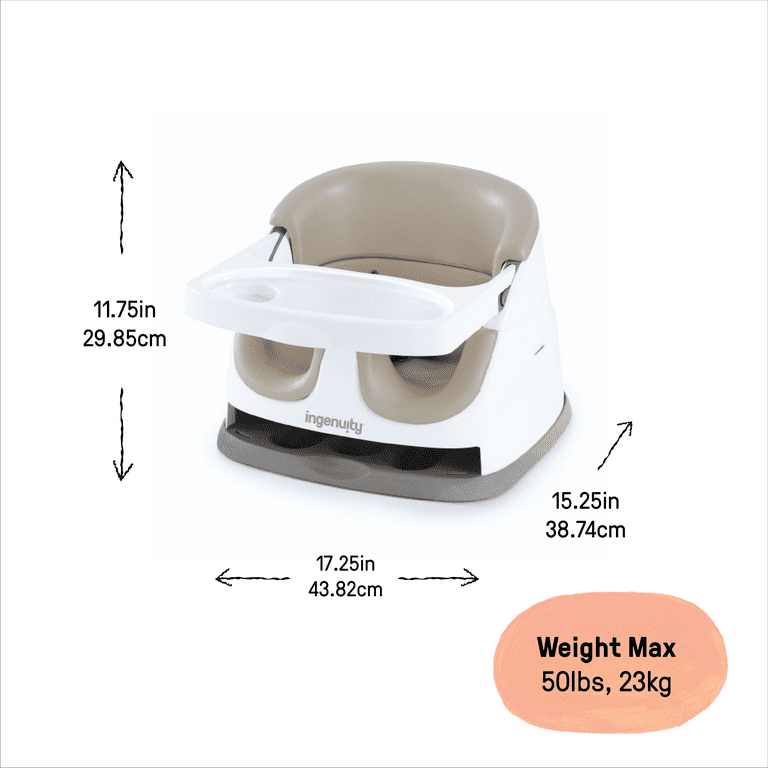 Ingenuity Baby Base 2-in-1 Booster Feeding and Floor Seat with Self-Storing  Tray, Slate