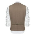 thumbnail image 3 of COOFANDY Men's Layered Suit Vest Business Dress Vests Formal Wedding Waistcoat Slim Fit Brown S, 3 of 4