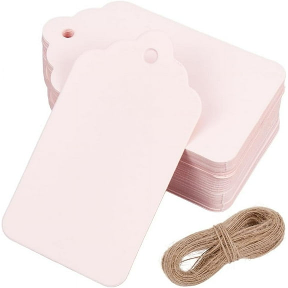 1 Box 200Pcs Pink Gift Tags Blank Hanging Labels Blank Tags with String Double Sided Available Holiday Premium Paper Label Price Hang Tags for DIY Crafts Christmas Wedding Birthday Favors