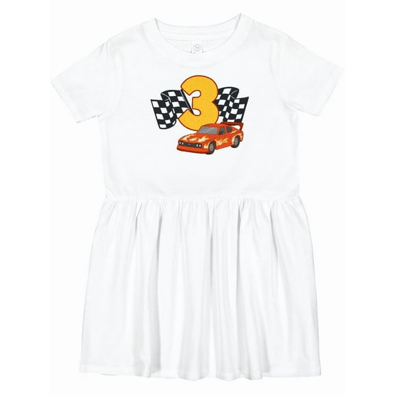 Inktastic Number Three Race Car Girls Toddler Dress