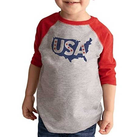 

7 ate 9 Apparel Kids Patriotic 4th of July Shirt - USA Map Stars Red Shirt 6 Months