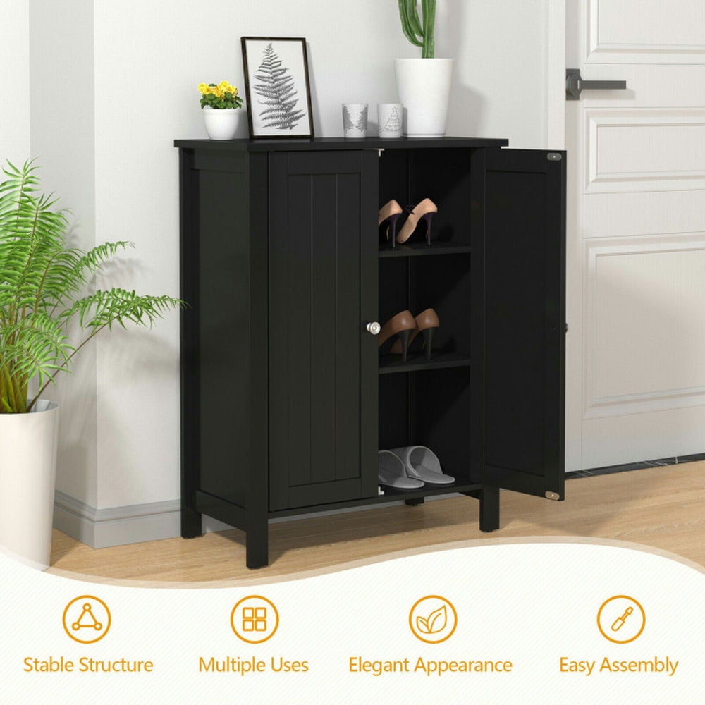 Finihen Bathroom Storage Cabinet, Bathroom Floor Cabinet, 2-Door Bathroom Floor Storage Cabinet Space Saver Organizer, for Bathroom, Living Room, Bedroom, Kitchen, Black Finihen Bathroom Storage Cabinet, Bathroom Floor Cabinet, 2-Door Bathroom Floor Storage Cabinet Space Saver Organizer, for Bathroom, Living Room, Bedroom, Kitchen, Black