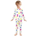 thumbnail image 6 of FORMRS Long Sleeve Top and Pants Pajama Set for Niños 2-Piece Sleepwear, Sizes 18M-8Y, Yellow Retro Round, 6 of 6