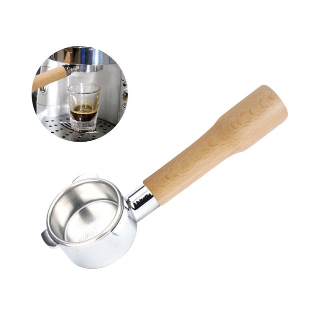 54mm Coffee Bottomless Portafilter with Filter Basket & Wooden Handle Replacement for Breville 880/870/850 Coffee Machine Tool Reusable Alloy Filters Coffee Extraction Accessories