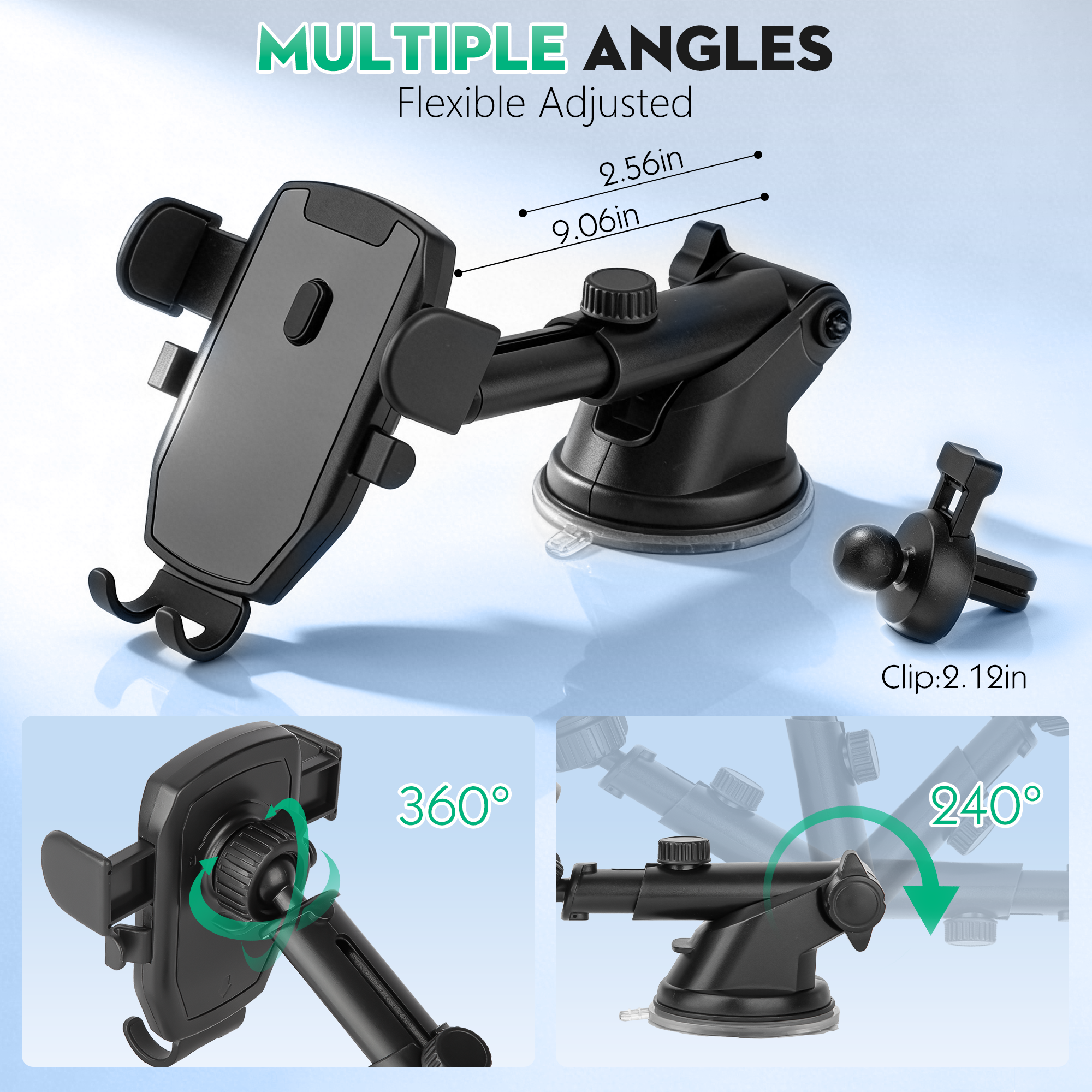 OWNTECH Auto Clamping Car Phone Mount, 360° Rotatable photo 6
