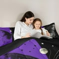 thumbnail image 6 of Feelyou Tribal Butterfly Animal Bedding Comforter Set, Psychedelic Stars Galaxy Twin Comforter Sets, Black Purple Reversible Bedding Set, Breathable Home Decor, 2 Pieces, 6 of 9