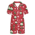 thumbnail image 5 of HOMBOM Womens Christmas Pajamas Sleepwear Red One Sets Cozy Festive Button down Shorts and Shirt Lounge Sets for Ladies, 5 of 9