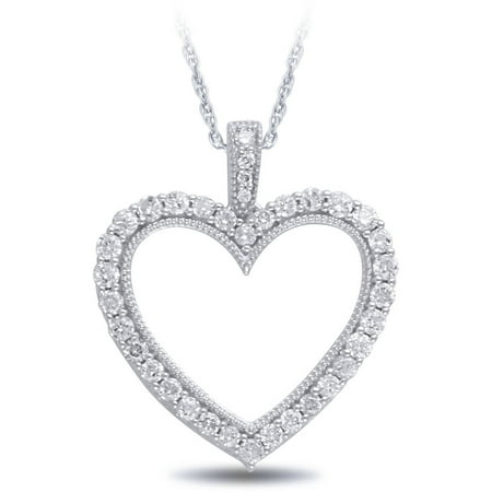 1/2 Carat T.W. Diamond Sterling Silver Heart Pendant, 18 Chain