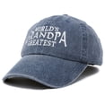 thumbnail image 4 of DALIX Worlds Greatest Grandpa Hat Vintage Cap Gift Washed Cotton in Washed Denim Navy Blue, 4 of 6