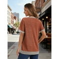thumbnail image 3 of SHIBEVER T Shirts for Womens Tops Short Sleeve Summer Clothes Ladies Trendy Crew Neck Blouses Tee Colorblock Red Clothing 2XL, 3 of 7