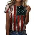 thumbnail image 2 of Aloohaidyvio Independence Day Shirt for Womens,Short Sleeve Vintage American Flag Tops 4th of July Round Neck Plus Size Patriotic T-shirt Black 2XL, 2 of 4