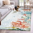 thumbnail image 2 of Coastal Blue Large Area Rugs for Bedroom Living Room, Soft Non Slip Carpet Bedside Rug, Ocean Coral Starfish Shell Nautical Seagrass Rectangle Floor Cover Kitchen Accent Rug 3'x5' for Office, 2 of 9