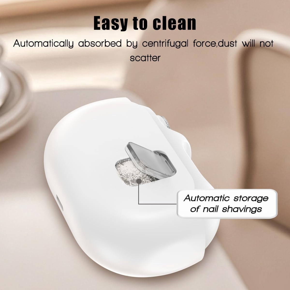 Electric Nail Clipper for Seniors & Babies - 4-in-1 Safety Fingernail Trimmer with 2 Speeds, Magnetic Cover, USB Rechargeable - Nail Scraps Catcher for Kids, Adults, Men, Caregivers (White)