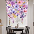 thumbnail image 3 of Farmhouse Flowers Tie Up Curtains for Windows, Adjustable Balloon Window Shades, Spring Watercolor Purple Pink Floral Kitchen Window Treatments Farmhouse Short Curtains with Rod Pocket 42"x45", 3 of 8